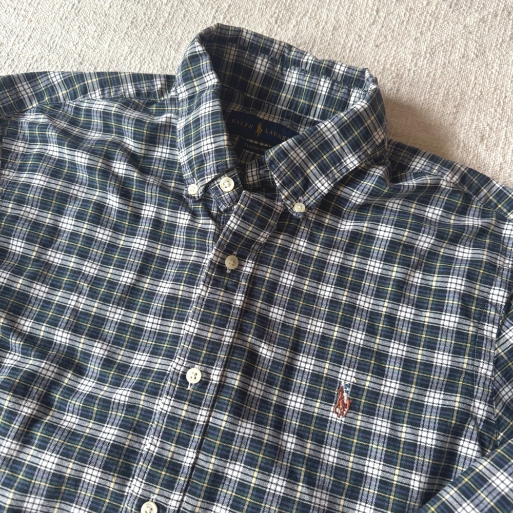 Ralph Lauren Classic Fit Plaid Long Sleeve Button‎ Down Shirt Men's Large